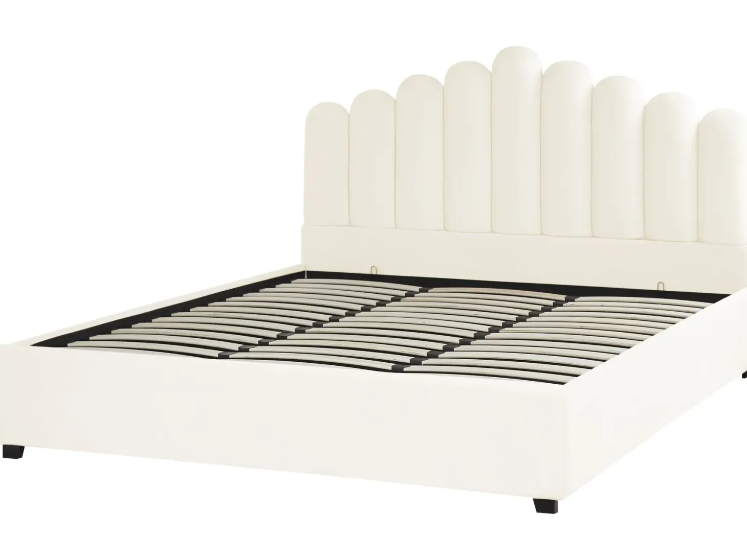 Seng med opbevaring VINCENNES Velour Cremehvid 180 x 200 cm
