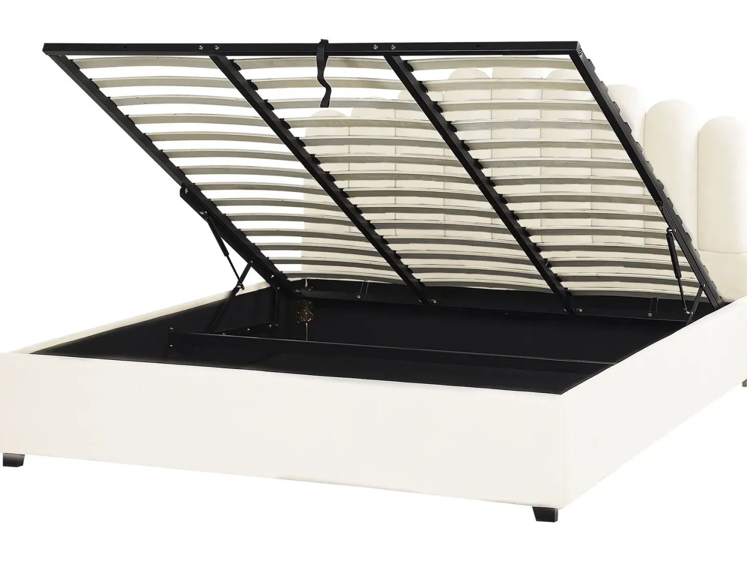 Seng med opbevaring VINCENNES Velour Cremehvid 180 x 200 cm