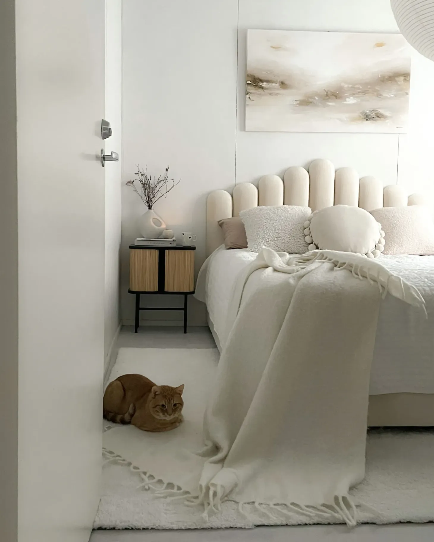 Seng med opbevaring VINCENNES Velour Cremehvid 180 x 200 cm