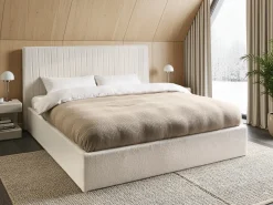 Seng med opbevaring VION Boucle Cremehvid 180 x 200 cm