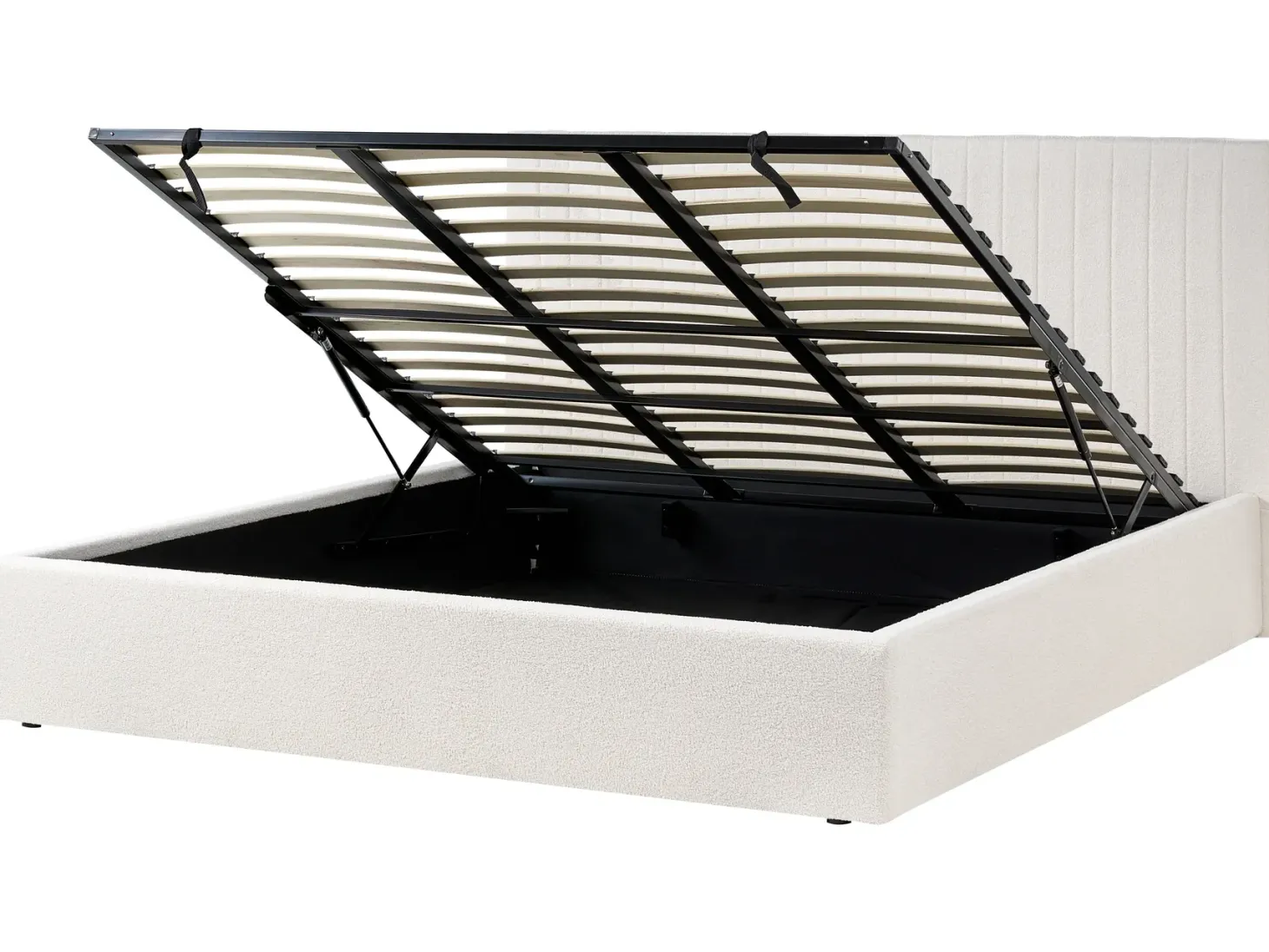 Seng med opbevaring VION Boucle Cremehvid 180 x 200 cm