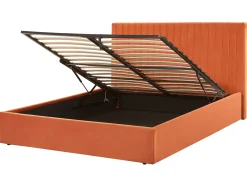 Seng med opbevaring VION Velour Orange 160 x 200 cm