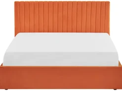 Seng med opbevaring VION Velour Orange 160 x 200 cm