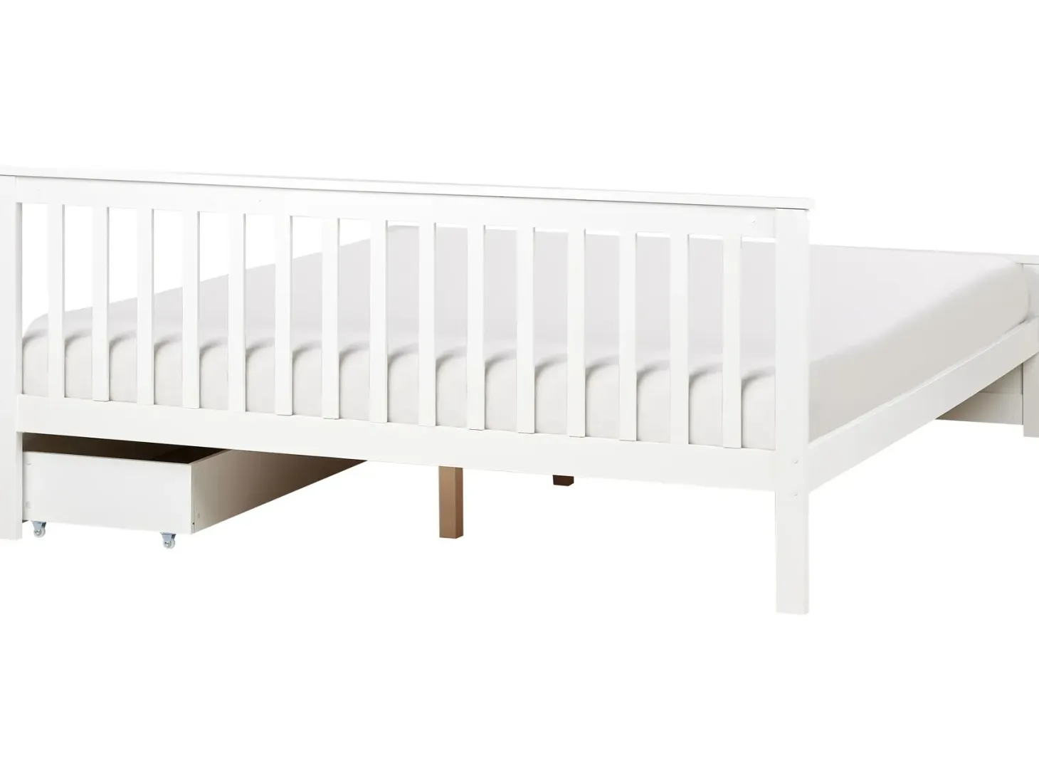 Seng med 2 skuffer OLENDON Fyretræ Hvid 180 x 200 cm