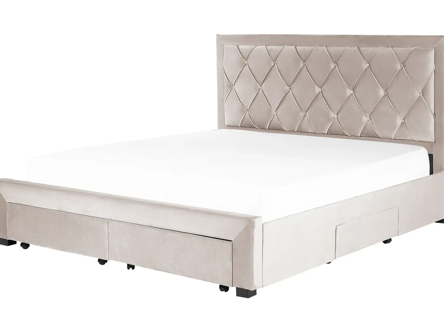 Seng med skuffer til opbevaring LIEVIN Velour Beige 180 x 200 cm