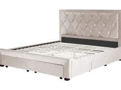 Seng med skuffer til opbevaring LIEVIN Velour Beige 180 x 200 cm