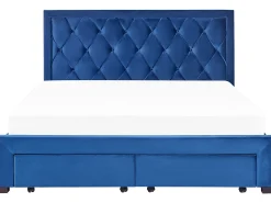 Seng med skuffer til opbevaring LIEVIN Velour Navy Blå 180 x 200 cm