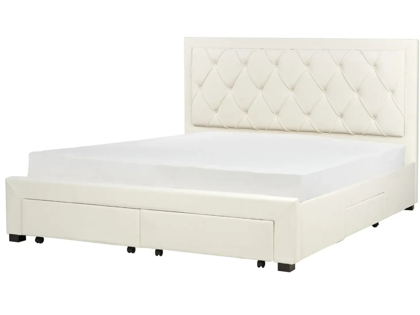 Seng med skuffer til opbevaring LIEVIN Velour Lys Beige 180 x 200 cm