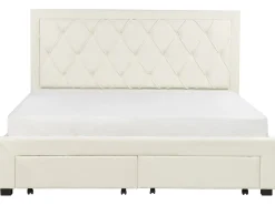 Seng med skuffer til opbevaring LIEVIN Velour Lys Beige 180 x 200 cm
