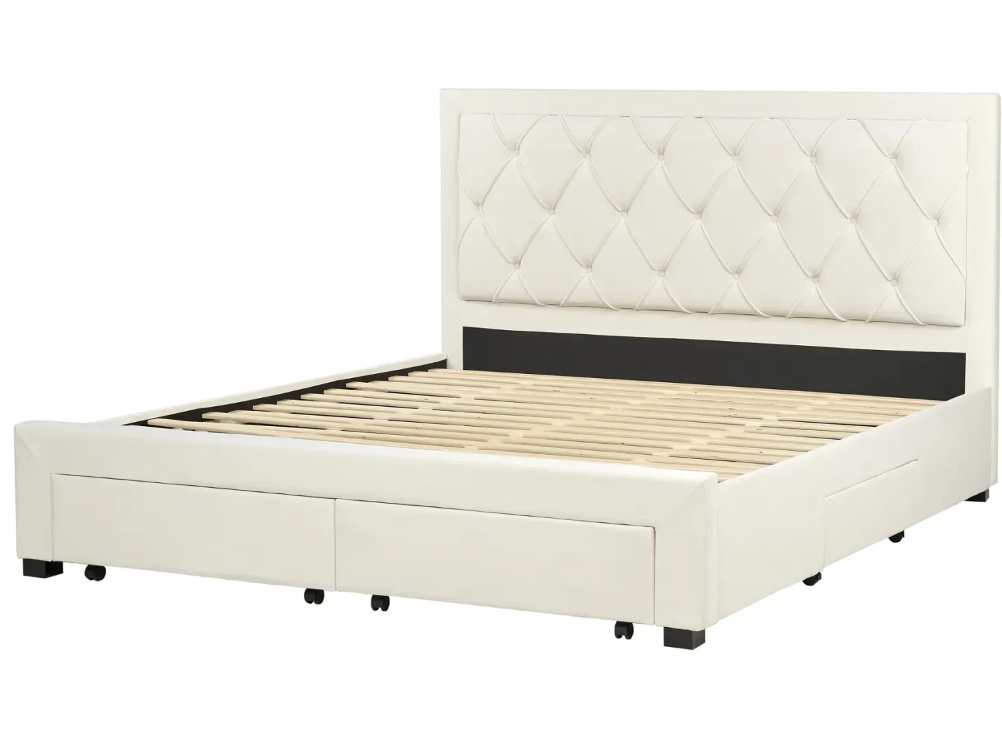Seng med skuffer til opbevaring LIEVIN Velour Lys Beige 180 x 200 cm