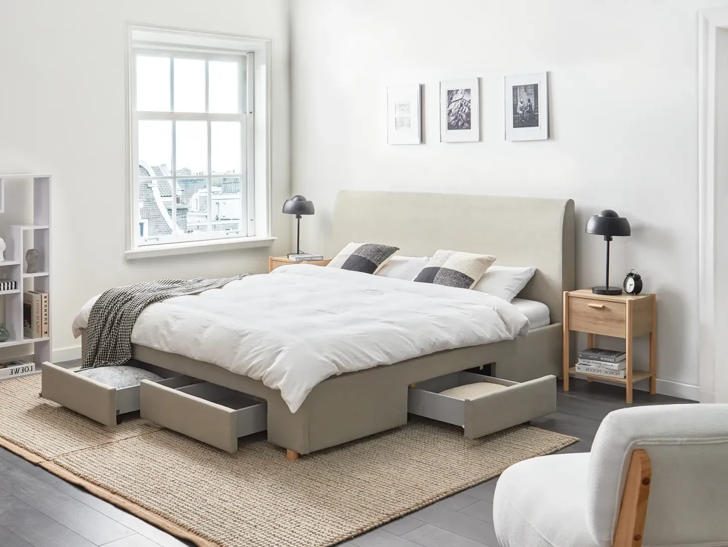 Seng med skuffer til opbevaring SOUTRIN Beige 180 x 200 cm