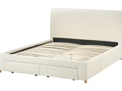 Seng med skuffer til opbevaring SOUTRIN Boucle Cremehvid 180 x 200 cm