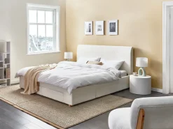 Seng med skuffer til opbevaring SOUTRIN Boucle Cremehvid 180 x 200 cm
