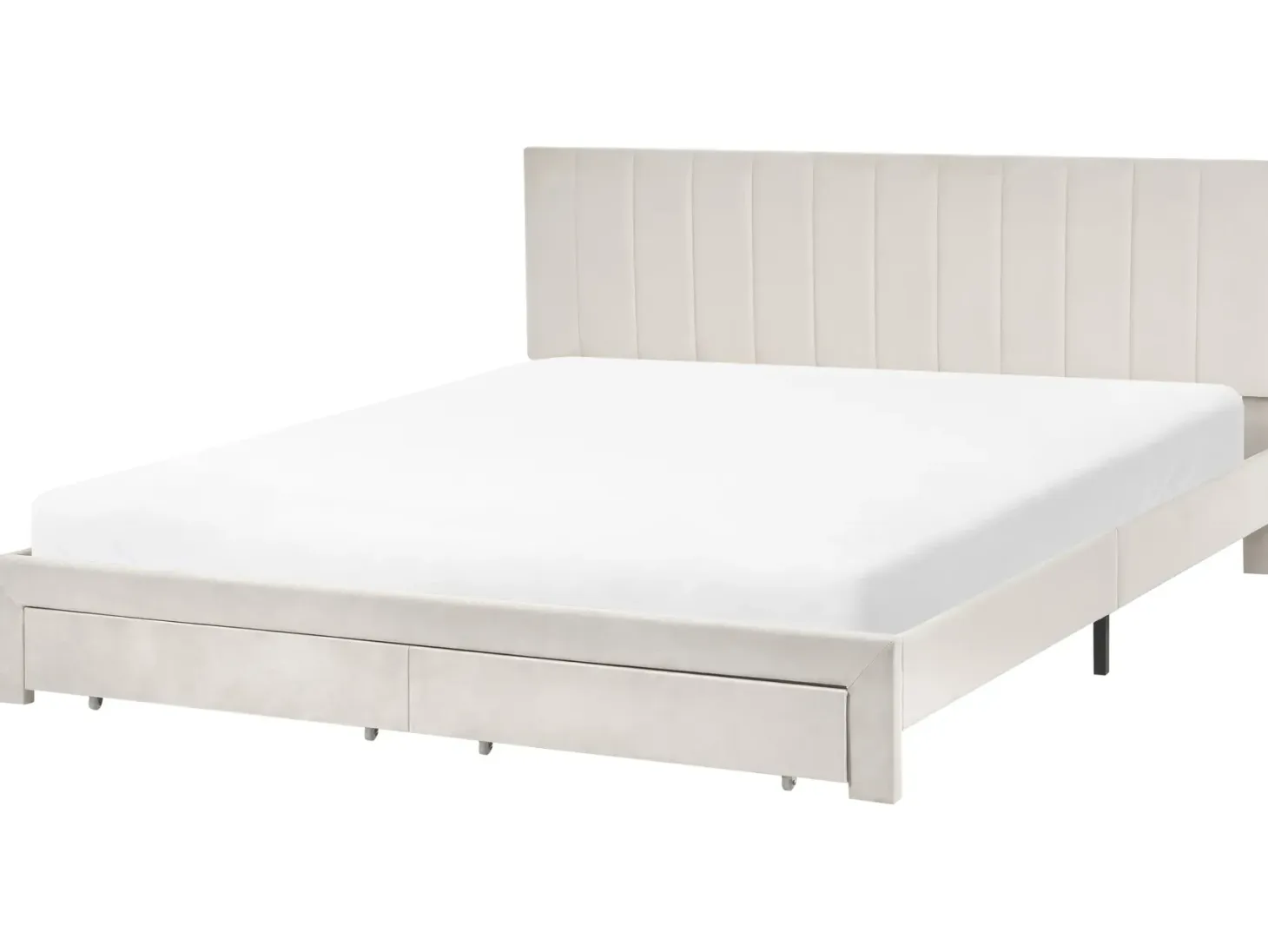 Seng med skuffer til opbevaring LONZAC Velour Cremehvid 180 x 200 cm