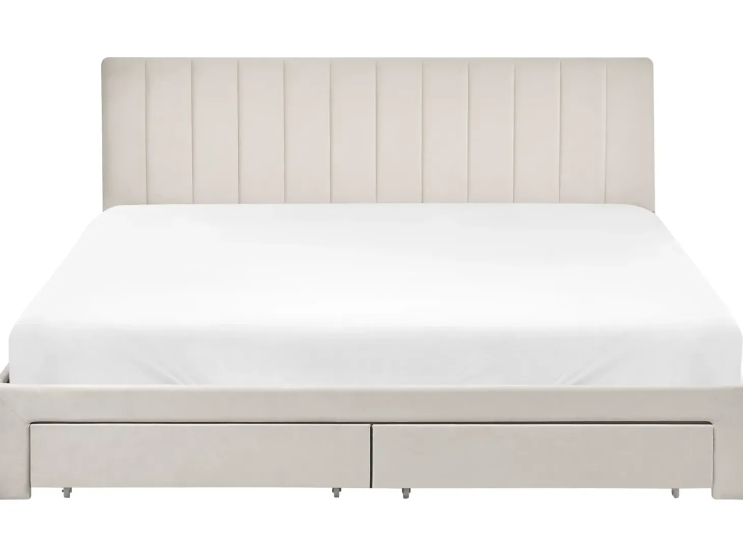 Seng med skuffer til opbevaring LONZAC Velour Cremehvid 180 x 200 cm