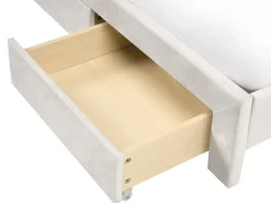 Seng med skuffer til opbevaring LONZAC Velour Cremehvid 180 x 200 cm
