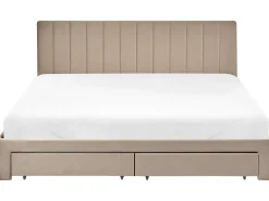 Seng med skuffer til opbevaring LONZAC Velour Brungrå 180 x 200 cm