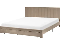 Seng med skuffer til opbevaring LONZAC Velour Brungrå 180 x 200 cm