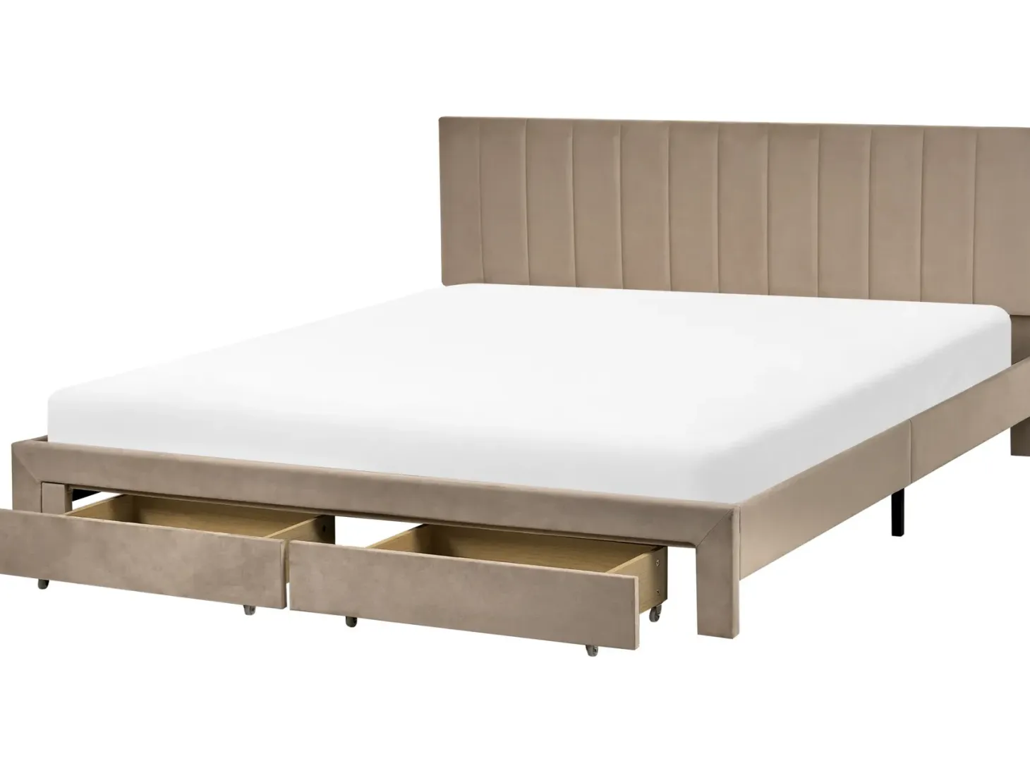 Seng med skuffer til opbevaring LONZAC Velour Brungrå 180 x 200 cm