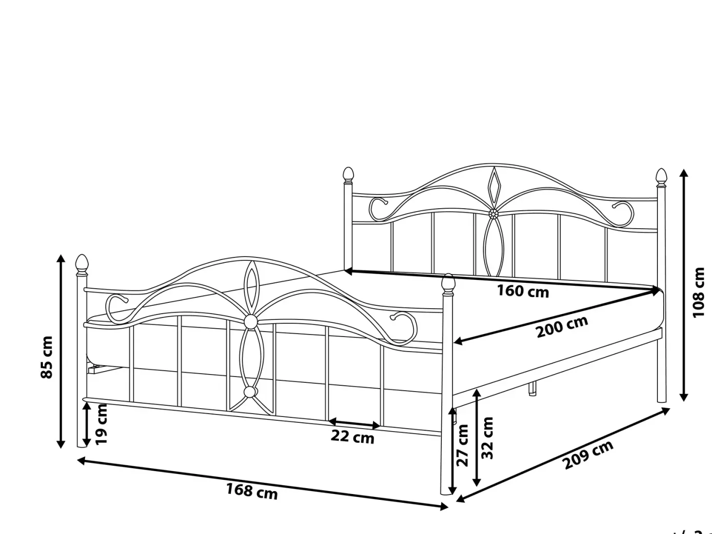 Seng Metal ANTLIA 160 x 200 cm Hvid