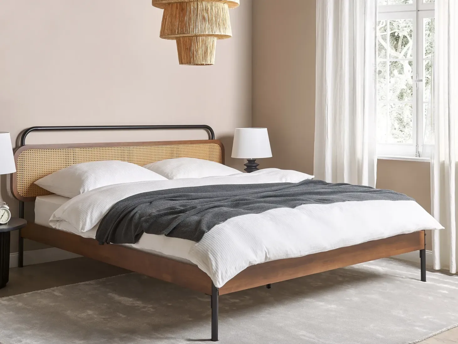 Seng Rattan BOUSSICOURT 180 x 200 cm Mørkebrun