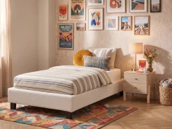 Seng uden hovedgærde Boucle ROANNE 90 x 200 cm Lys Beige