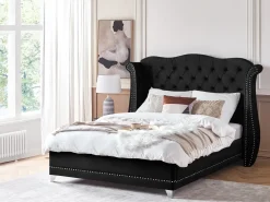 Seng Velour AYETTE 160 x 200 cm Sort