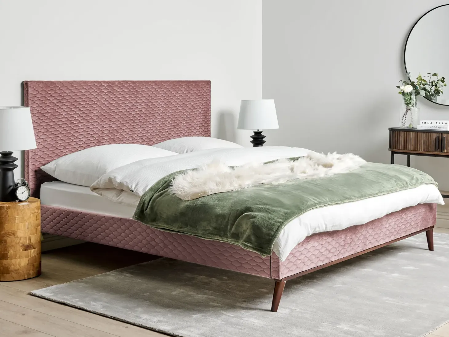 Seng Velour BAYONNE 180 x 200 cm Lyserød