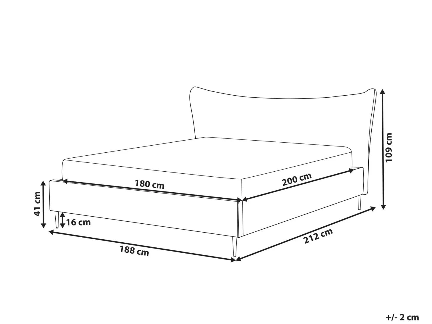 Seng Velour CHALEIX 180 x 200 cm Lysegrå