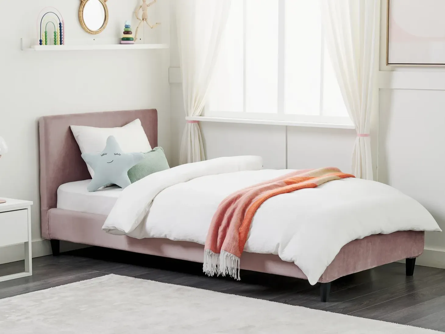 Seng Velour FITOU 90 x 200 cm Lyserød