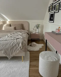 Seng Velour FLAYAT 160 x 200 cm Lys Beige