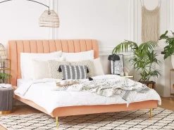 Seng Velour MARVILLE 180 x 200 cm Ferskenagtig lyserød