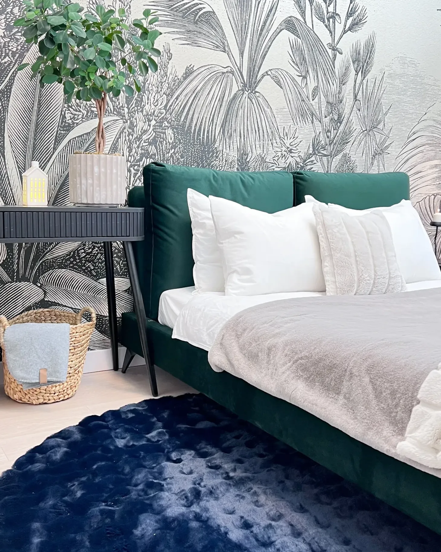 Seng Velour MELLE 180 x 200 cm Smaragdgrøn