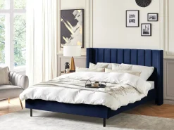 Seng Velour VILLETTE 160 x 200 cm Navy Blå