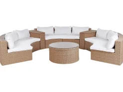SEVERO 9 personers Loungesæt med bord Sand Beige PE-rattan