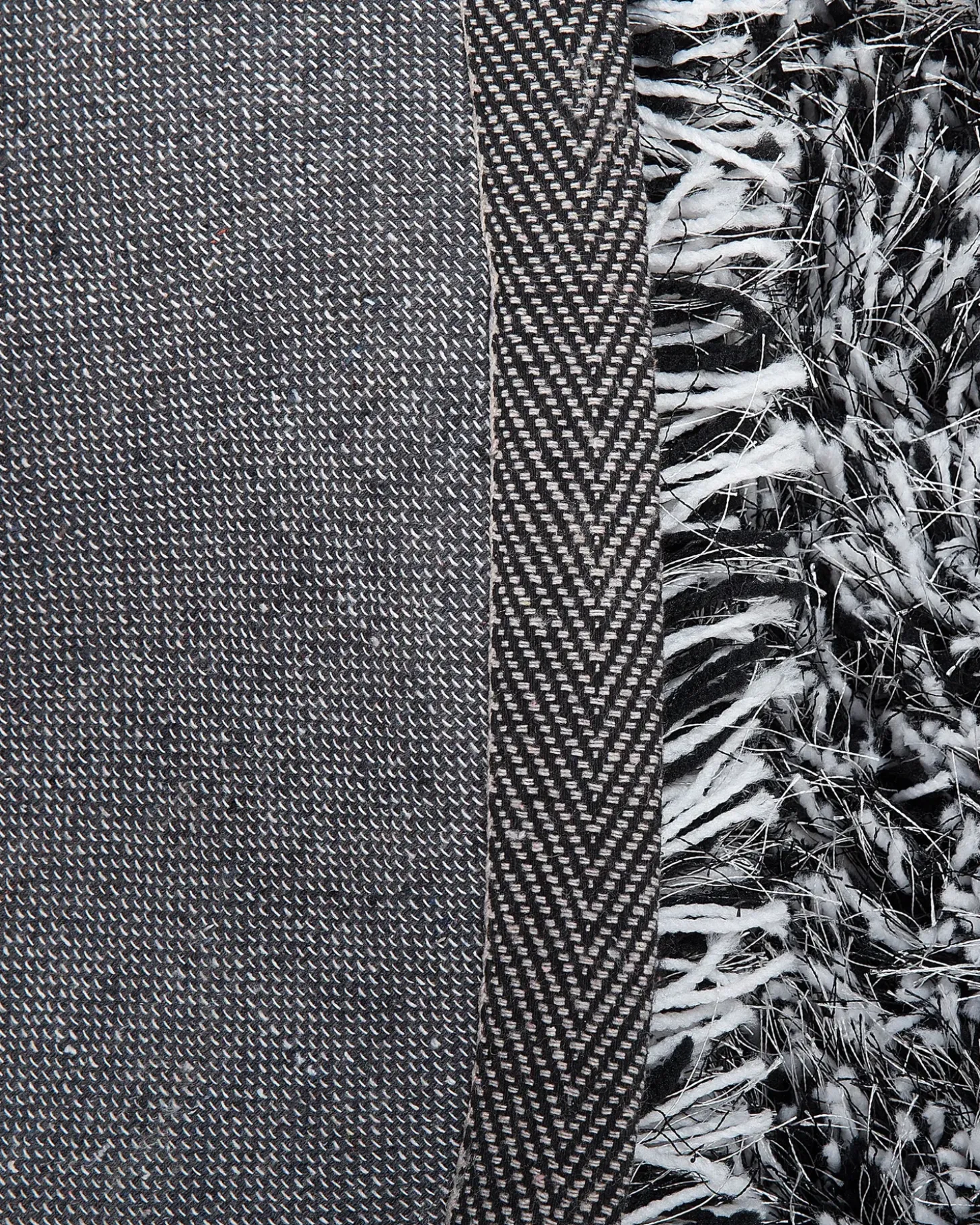 Shaggy gulvtæppe CIDE Sort/hvid ø 140 cm