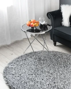 Shaggy gulvtæppe CIDE Sort/hvid ø 140 cm