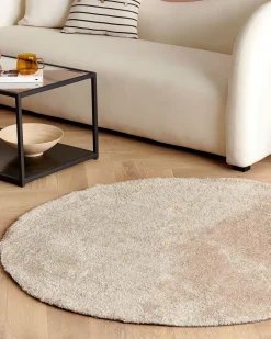 Shaggy gulvtæppe DEMRE Beige ø 140 cm