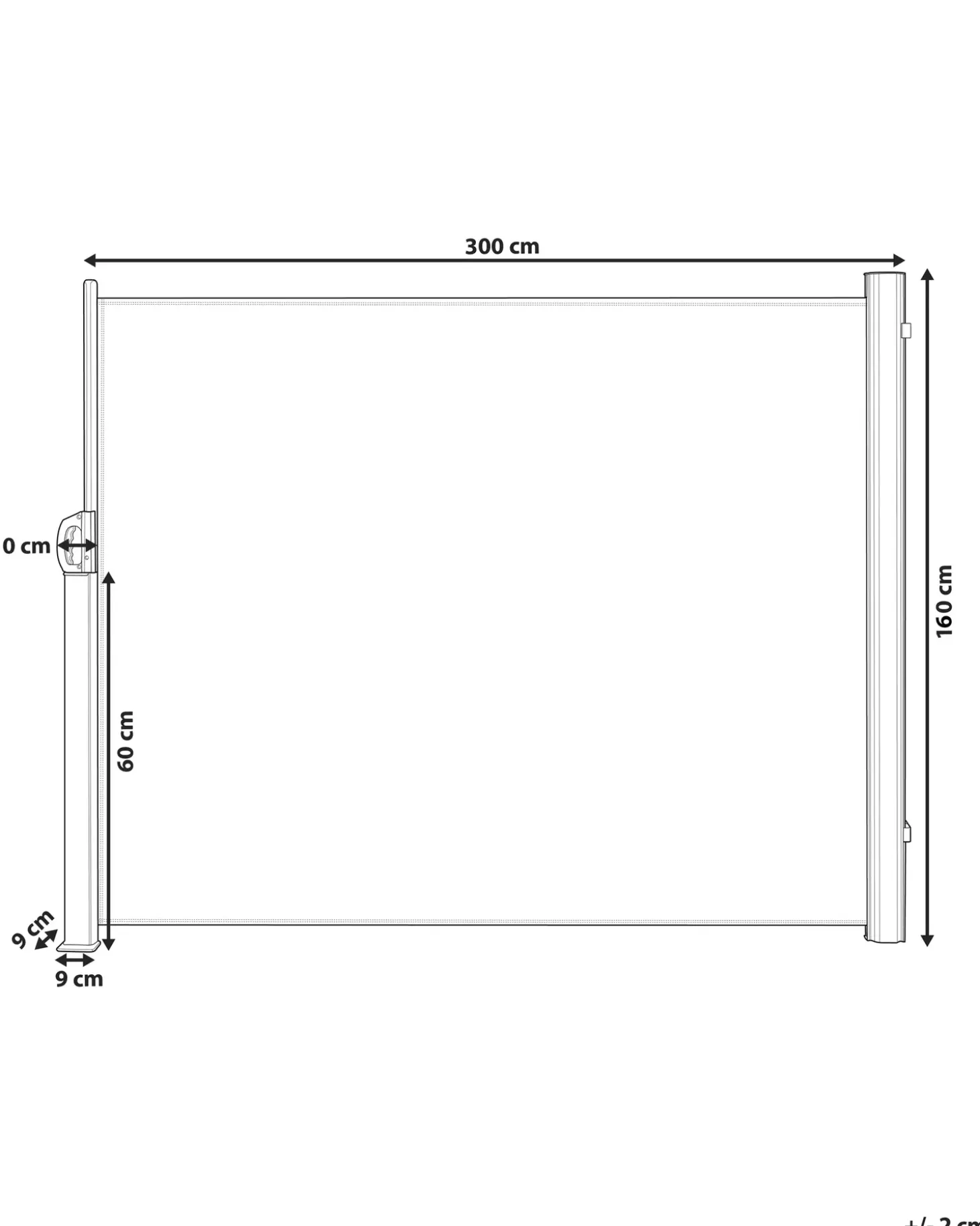 Sidemarkise DORIO 305 cm 160 cm Grafit