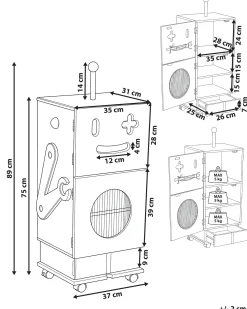 Skab EDGAR 89 cm Lyserød med hjul