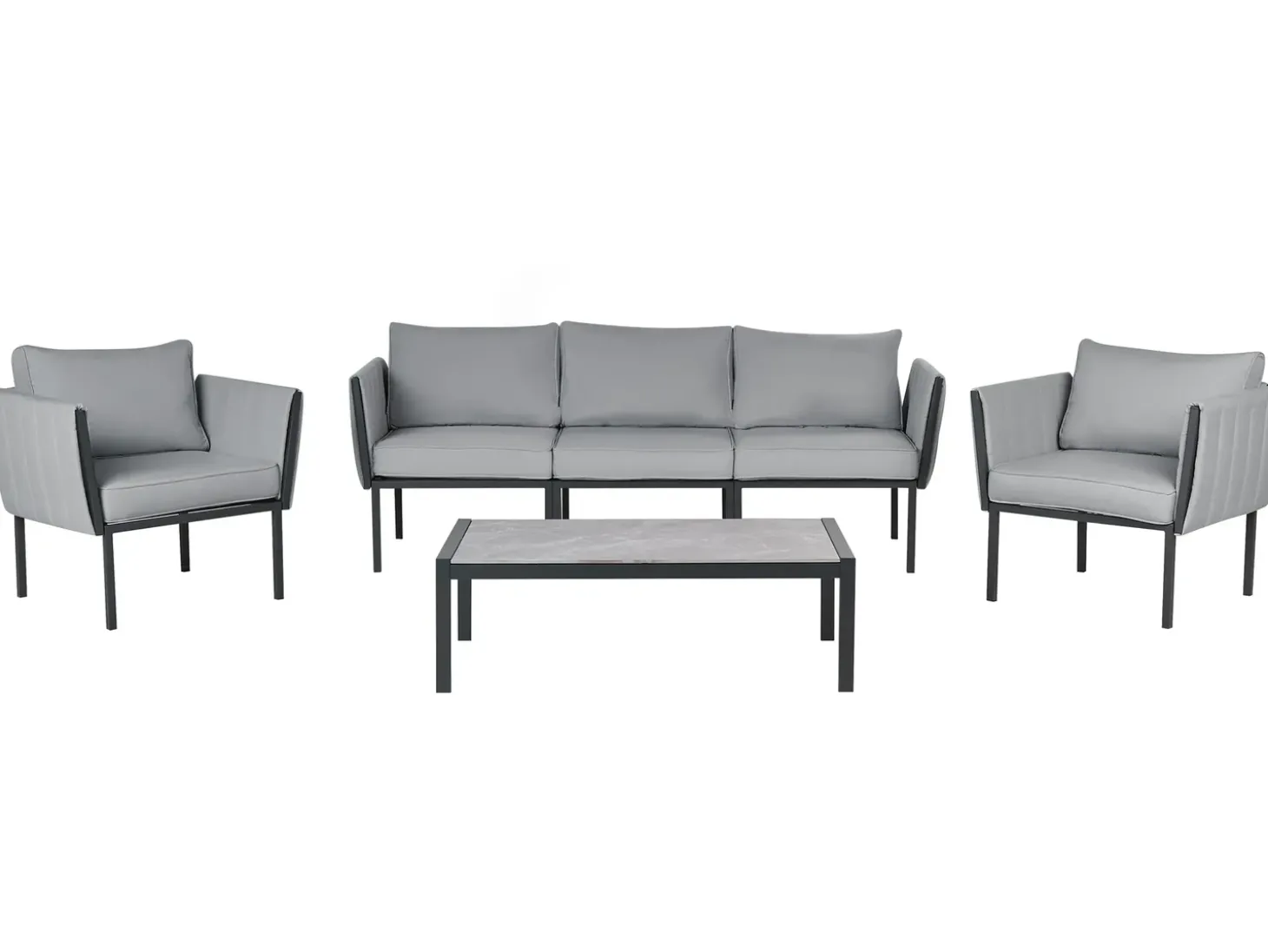 SKALA 5 personers Loungesæt med bord Mørkegrå Metal