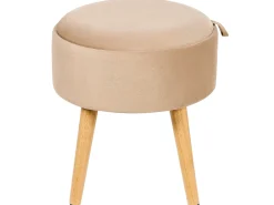 Skammel med opbevaring NEELY Velour Beige
