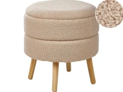 Skammel med opbevaring OKATON Boucle Beige