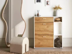 Skoskab MACKAY Lysebrun/hvid