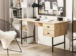 Skrivebord ABILEN Lysebrun 120 cm 60 cm med skuffer