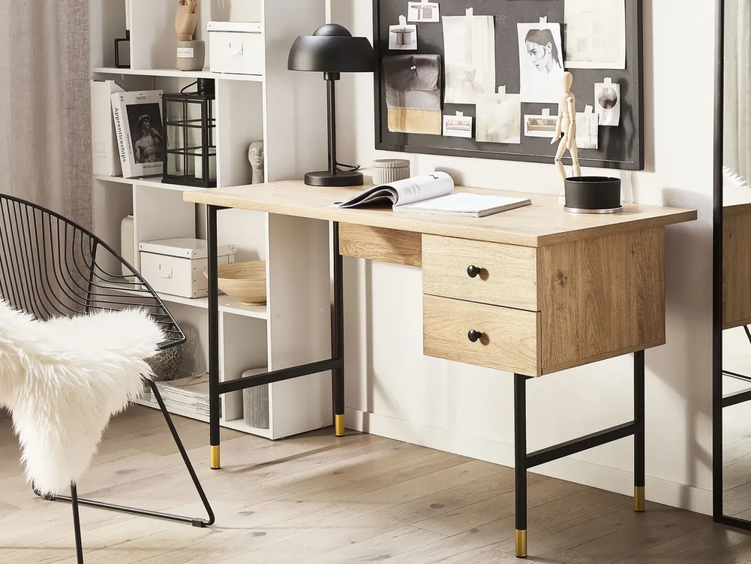 Skrivebord ABILEN Lysebrun 120 cm 60 cm med skuffer