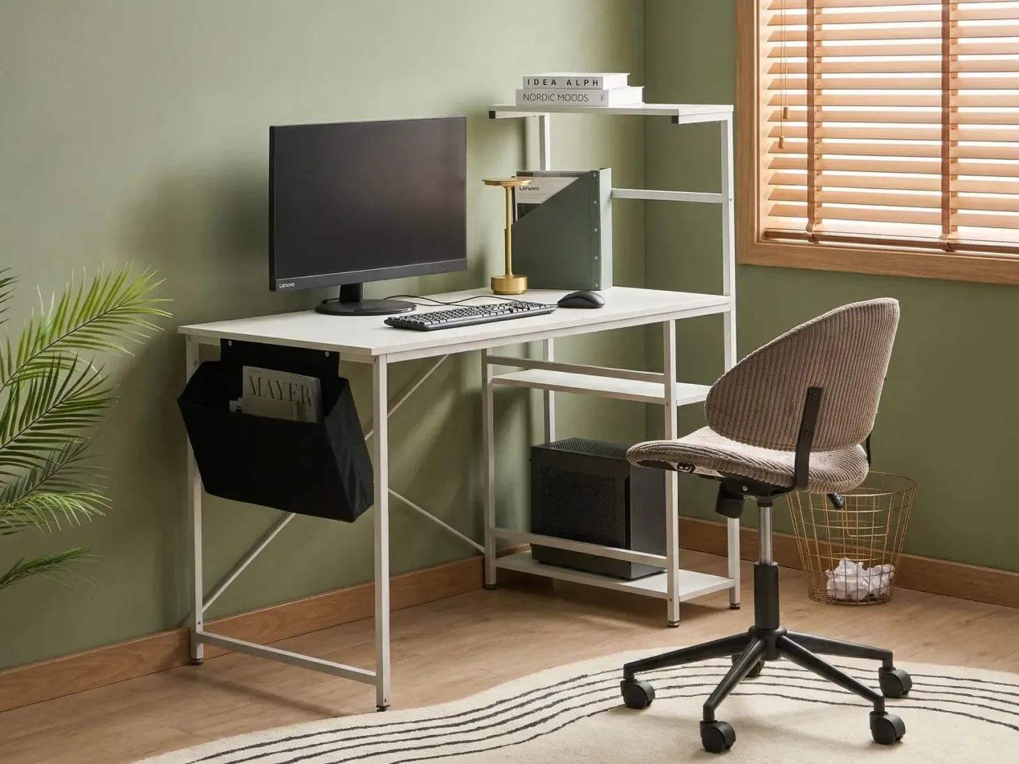 Skrivebord ARAMINGO Hvid 120 cm 60 cm med opbevaring