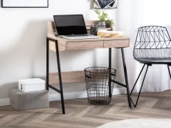 Skrivebord BROXTON Lysebrun 77 cm 46 cm med skuffer