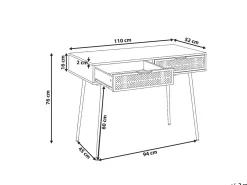 Skrivebord CHULA Lysebrun 110 cm 52 cm