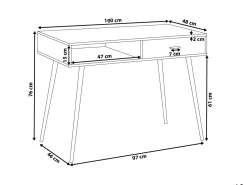 Skrivebord DEORA Lysebrun 100 cm 48 cm med skuffer